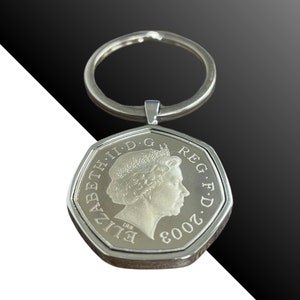 Llavero de lujo conmemorativo del 21.º aniversario de 2004 con moneda de 50 peniques