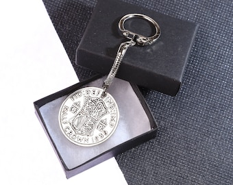 1939 85th birthday Half Crown coin keyring- pre decimal