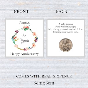 Recuerdo personalizado del 15º aniversario de bodas de Lucky Sixpence - Token