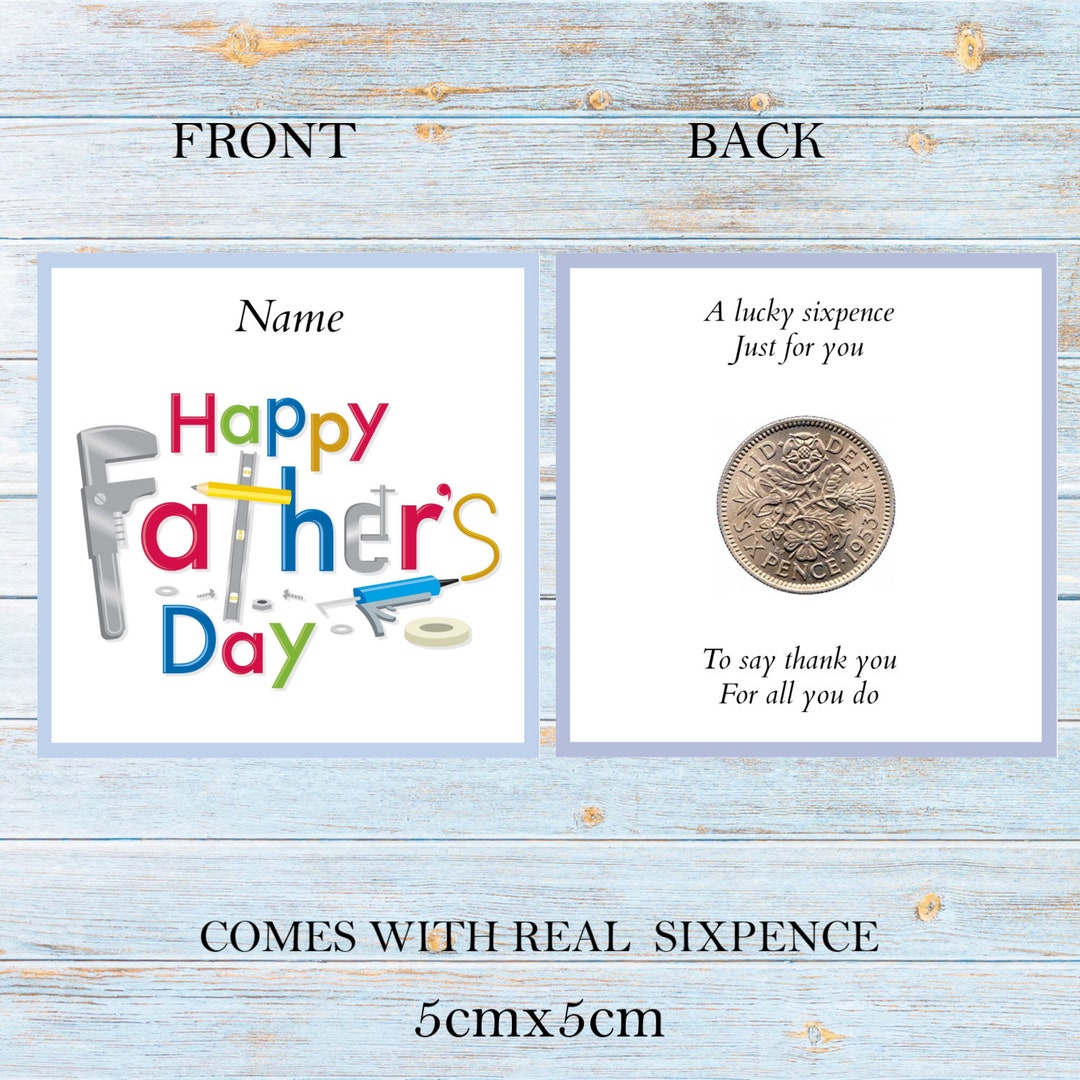 Personalised Father's Day Lucky Sixpence Coin Token – Novelty Gift From The UK