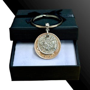 60e anniversaire 1965 Anglais demi penny/six pence porte-clés double