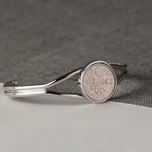 60th Birthday 1965 Lucky Sixpence Bangle Gift for her