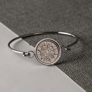 90e anniversaire, 1935, cadeau bracelet porte-bonheur six pence pour elle