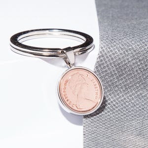 1981 45th birthday decimal half penny coin keyring
