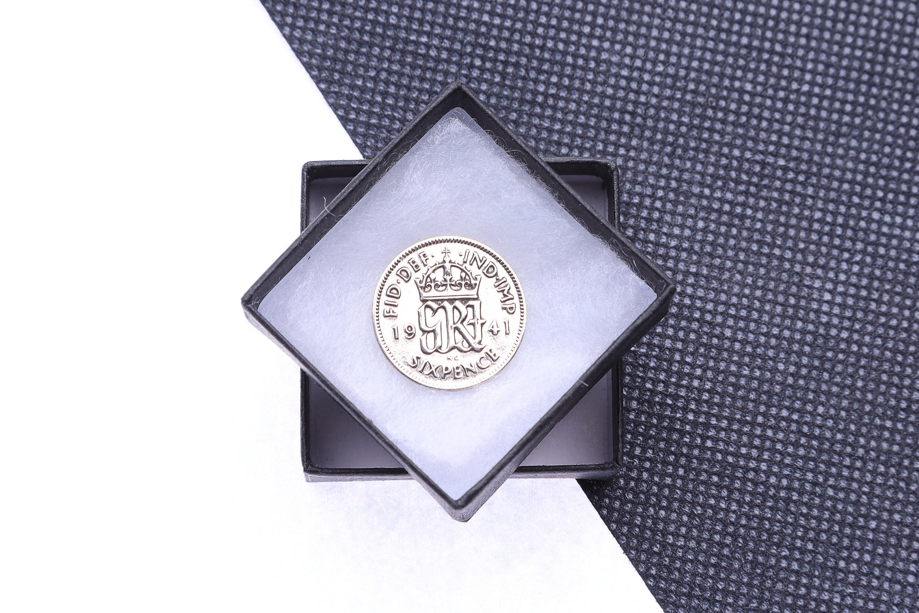 箱入りラッキーシックスペンス6ペンス研磨コイン誕生日結婚祝い - 1929