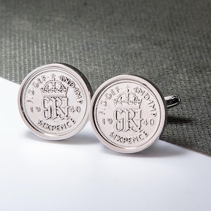 1940 85th Birthday lucky sixpence coin cufflinks - Birthday Gift/Anniversary