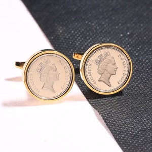 five pence coin cufflinks choice of date 1990-2010 VELVET POUCH image 3