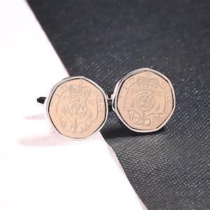 40th  Birthday Twenty Pence Coin Cufflinks - 1985 -Heads & Tails