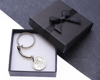 1944 80th birthday sixpence coin keyring- pre decimal - drilled