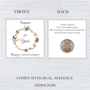 Recuerdo personalizado del 10º aniversario de bodas de Lucky Sixpence - Token