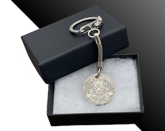 40th birthday gift 1985 Twenty pence coin keyring gift