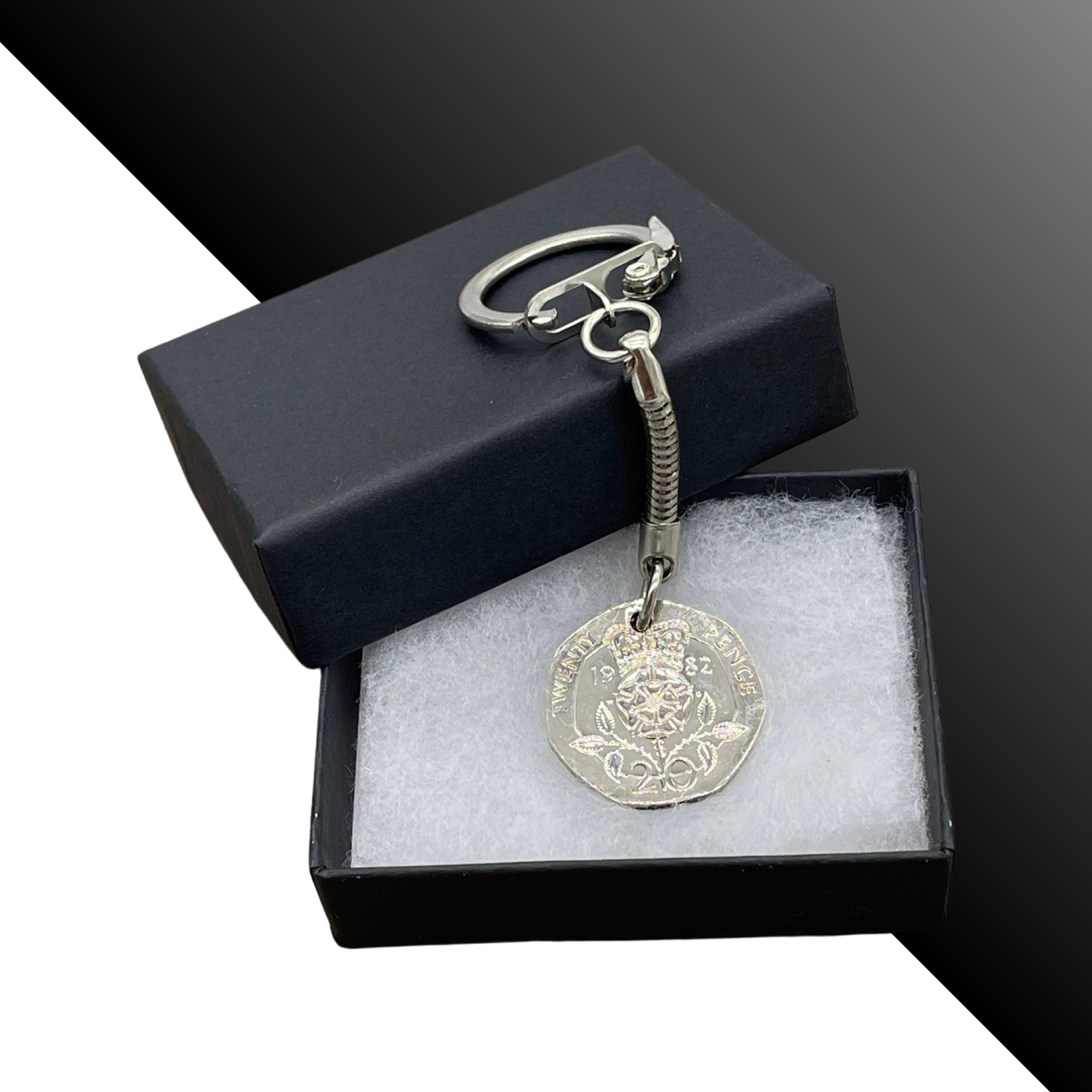 40th birthday gift 1985 Twenty pence coin keyring gift