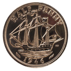 80th birthday gift 1946 Polished Halfpenny Polished Coin image 3