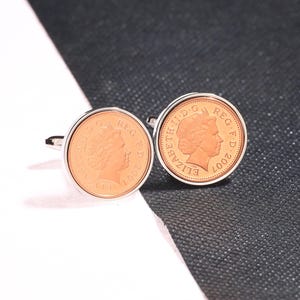 18th birthday 2007  one penny coin cufflinks - Choose Your Metal Colour-Heads & Heads
