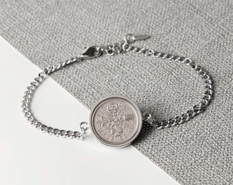 Bransoletka łańcuszkowa Sixpence z 1961 r. – 65. urodziny – prezent dla niej