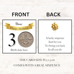 personalised lucky sixpence 30th birthday token - gift - banner design 1995