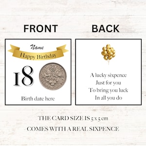 personalised lucky sixpence 18th birthday token - gift - banner design