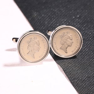 five pence coin cufflinks choice of date 1990-2010 VELVET POUCH image 2