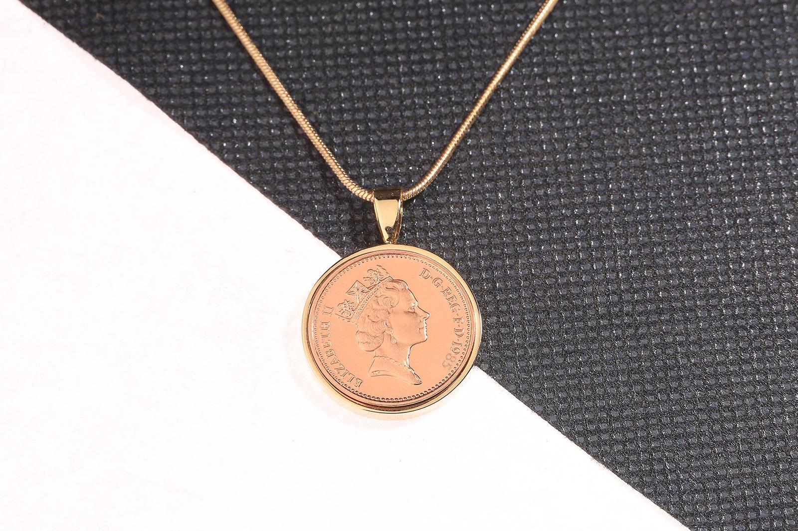 1985 40th birthday Lucky Penny coin pendant necklace - choose your metal colour and box colour
