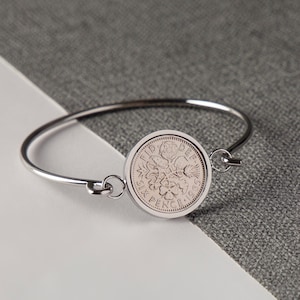 60th Birthday 1965 Lucky Sixpence BRACELET Gift for her