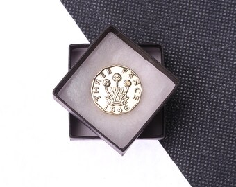 thumbnail image 2 of Brass Threepence Coin Cufflinks – Choose The Year, Heads & Tails, Birthday Gift For Men 2 of 2