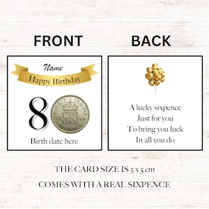 personalised lucky sixpence 80th birthday token - gift - banner design 1944