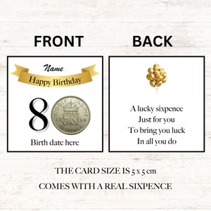 personalised lucky sixpence 80th birthday token - gift - banner design 1944