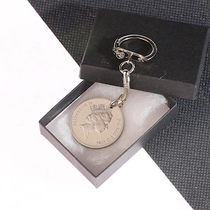 1981 45th birthday OLD Ten pence drilled coin keyring