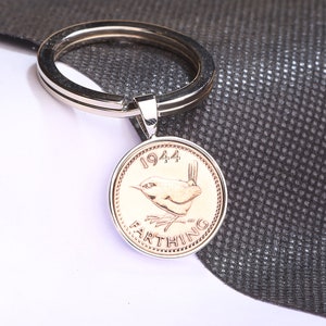 80th birthday gift farthing keyring 1944  -Wren Design