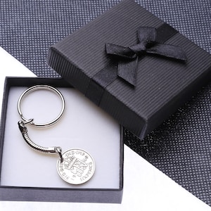 1940 85th birthday sixpence coin keyring- pre decimal - drilled