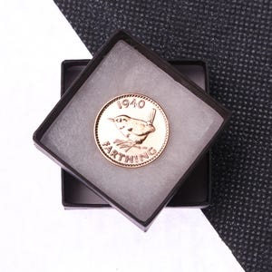 Presente de aniversário de 85 anos, moeda de 1940 Farthing polida Wren