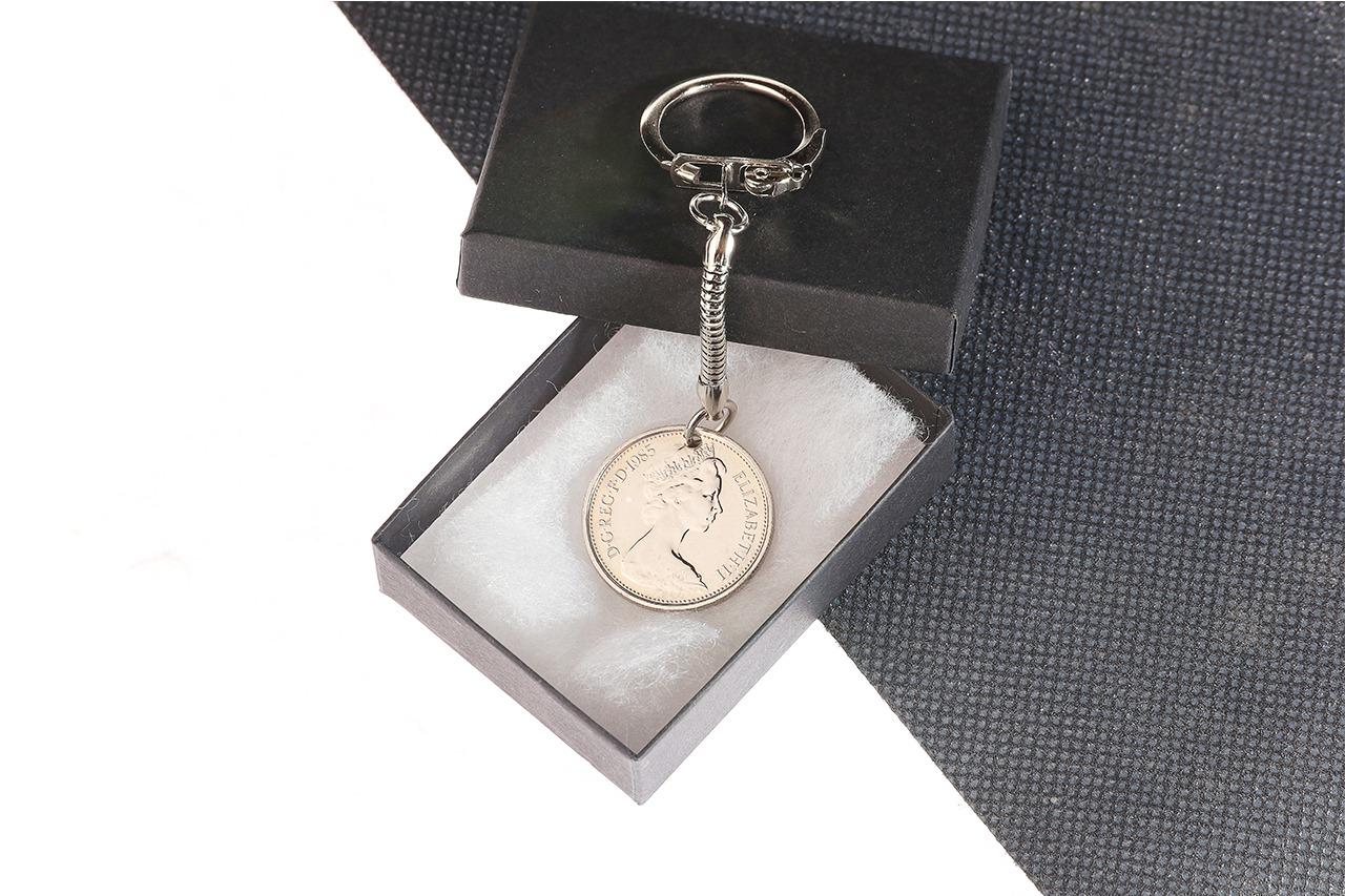 40th birthday gift 1985 five pence Coin Keyring