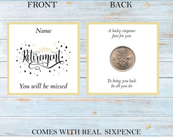 personalised lucky sixpence retirement keepsake - token