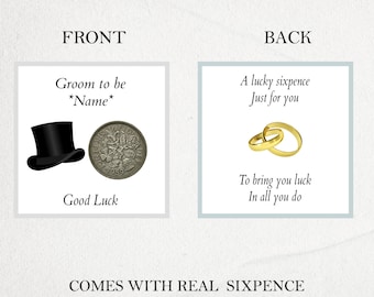 personalised groom to be lucky sixpence good luck token novelty gift