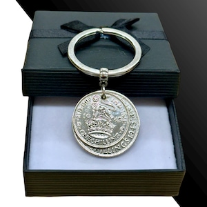 80th Birthday 1945 English  Two Shilling /Shilling  Double Keyring (Florin & Shilling)