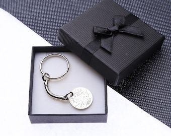 1934 90th birthday sixpence coin keyring- pre decimal - drilled