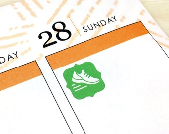 48 Running Shoe Planner Stickers, jogging cardio exercise track treadmill walking step tracking, ECLP