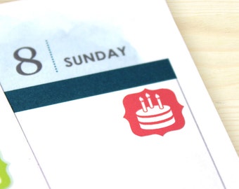 48 Cake Icon Planner Stickers, cute birthday party reminder, birthday trackers, 2025-26 ECLP Evolve, Bold blooms, baking icon, birthday cake