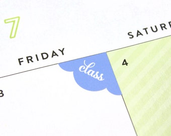 72 Class Corner Planner Stickers, colorful scalloped reminder stickers, 2025-2026 ECLP colors, school student scheduling, Hexagon, bouquet