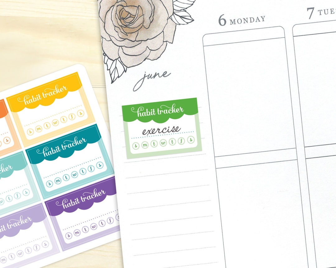 12 Habit Tracker Planner Stickers - Weekly Habit Reminder Boxes, Habit ...