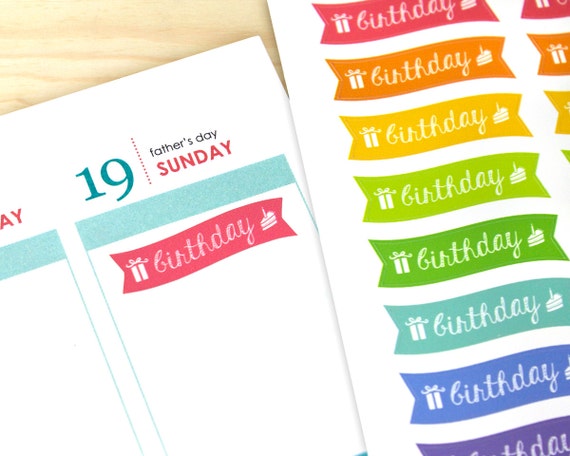 BIRTHDAY Page Flag Stickers, Stickers for Birthday Reminders