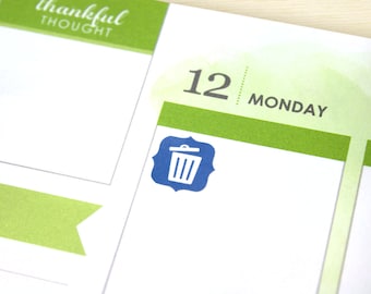 48 Trash Can Icon Planner stickers, mini trash day reminder, cleaning, chore tracker, 2025-2026 EC colors, Hexagon, Bouquet, custom colors