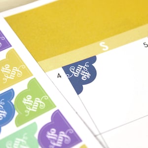 48 Day Off Corner Planner Stickers, scalloped reminder stickers, vacation tracker, personal day, work scheduling, 2025-2026 ECLP colors