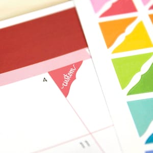 48 Custom or Blank Corner Planner Stickers, planner corners, 2024 EC colors, custom text, Plum Paper, any corner, evolve, bold blooms