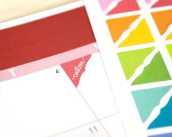 48 Custom or Blank Corner Planner Stickers, planner corners, 2025-2026 EC colors, custom text, Plum Paper, any corner, Hexagon, Bouquet