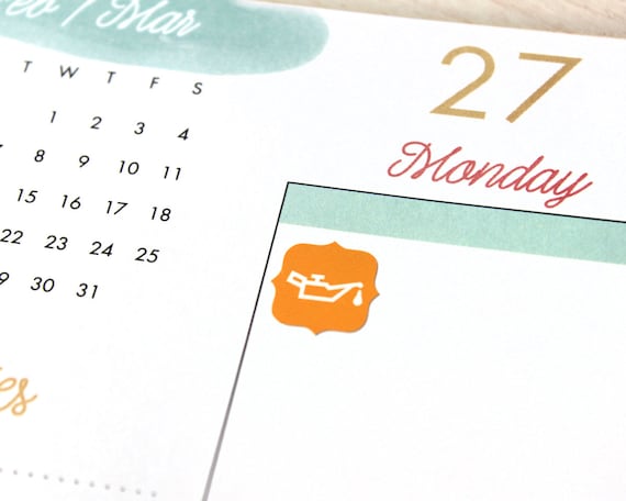 Oil Change Planner Stickers (48 ct), car maintenance reminder, automobile service tracker, ECLP colors