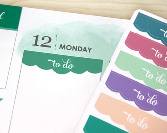 24 To Do Planner stickers, scalloped headers, 2025-2026 Erin Condren colors, Happy Planner, ECLP 7x9 vertical, Hexagon, Bouquet, Bold Blooms