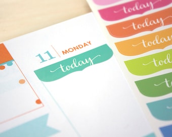 24 Today Header Planner stickers, assorted 2023-2024 Erin Condren Life Planner colors (Inspire, Wildflowers, Canvas), today to do list.