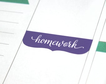 Homework Planner header stickers (48), school project schedule tracker, Erin Condren colors