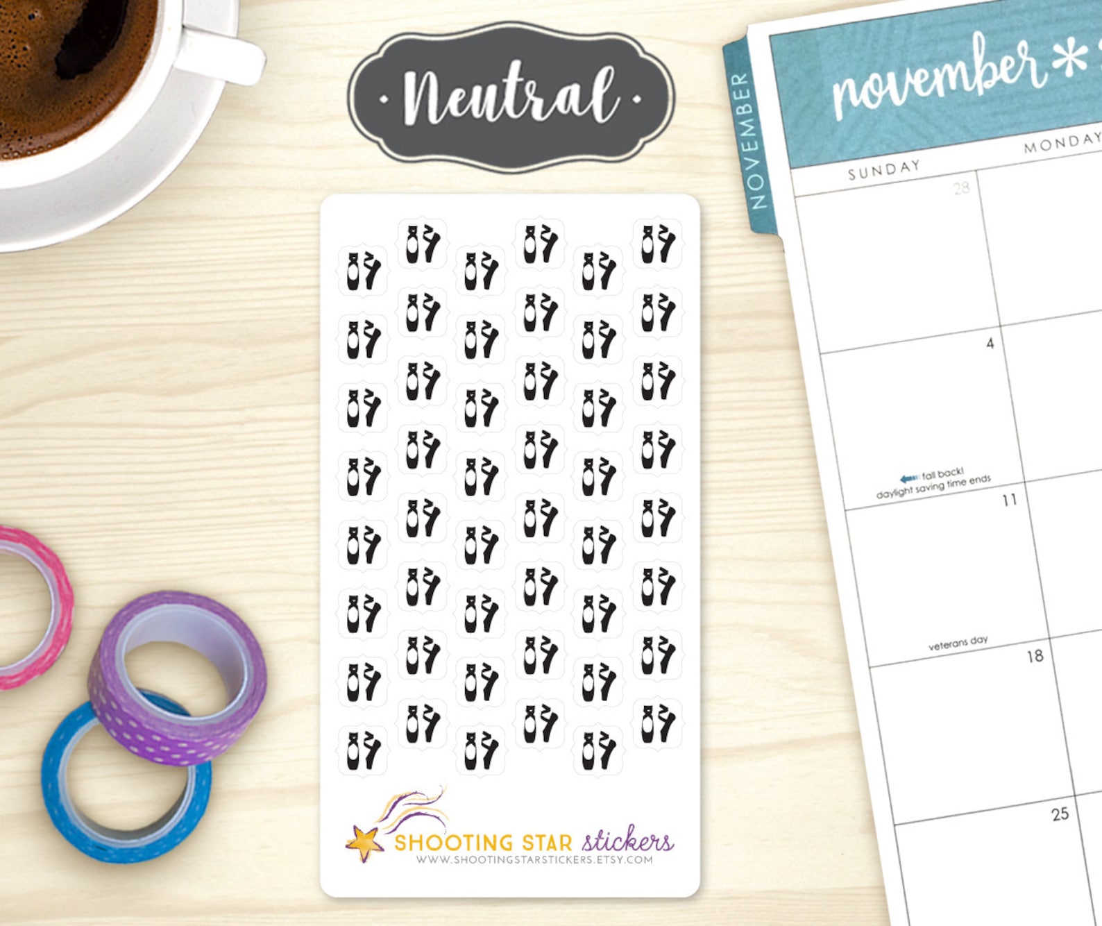 dance planner stickers - ballet shoes icons, 48 dance class reminder stickers, ballerina, lessons, rehearsal, show tracking, ecl